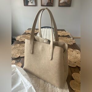 NWOT Fawn Design x Mandy Nelson Taupe Satchel Diaper Bag